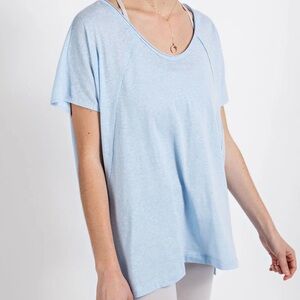 Aerie Sky Blue Short Sleeve Heathered boyfriend Oversized Women's Tee Size Small